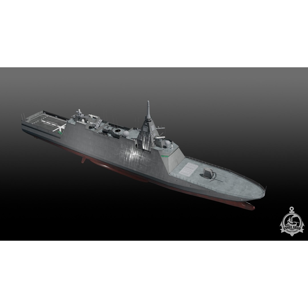 Mogami FFM-1 3D Model – Low Poly Stealth Frigate, PBR Textures - View 6