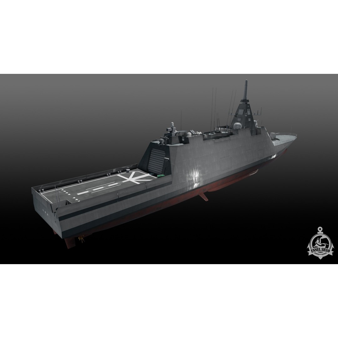 Mogami FFM-1 3D Model – Low Poly Stealth Frigate, PBR Textures - View 7