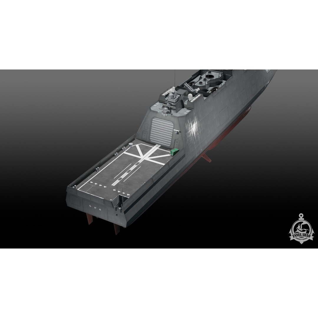 Mogami FFM-1 3D Model – Low Poly Stealth Frigate, PBR Textures - View 8