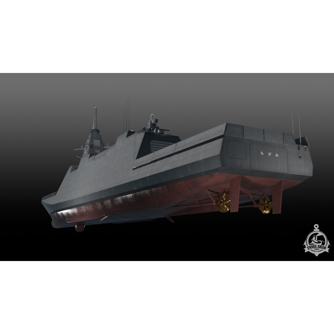 Mogami FFM-1 3D Model – Low Poly Stealth Frigate, PBR Textures - View 9