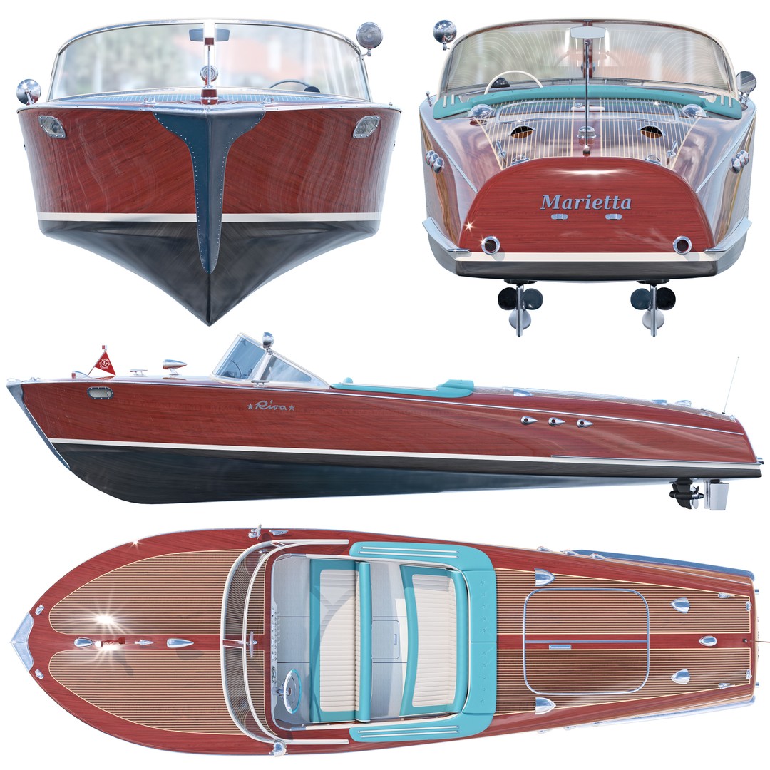Riva Ariston Marietta 3D Model – Luxury Yacht, Game-Ready, FBX, PBR - View 3