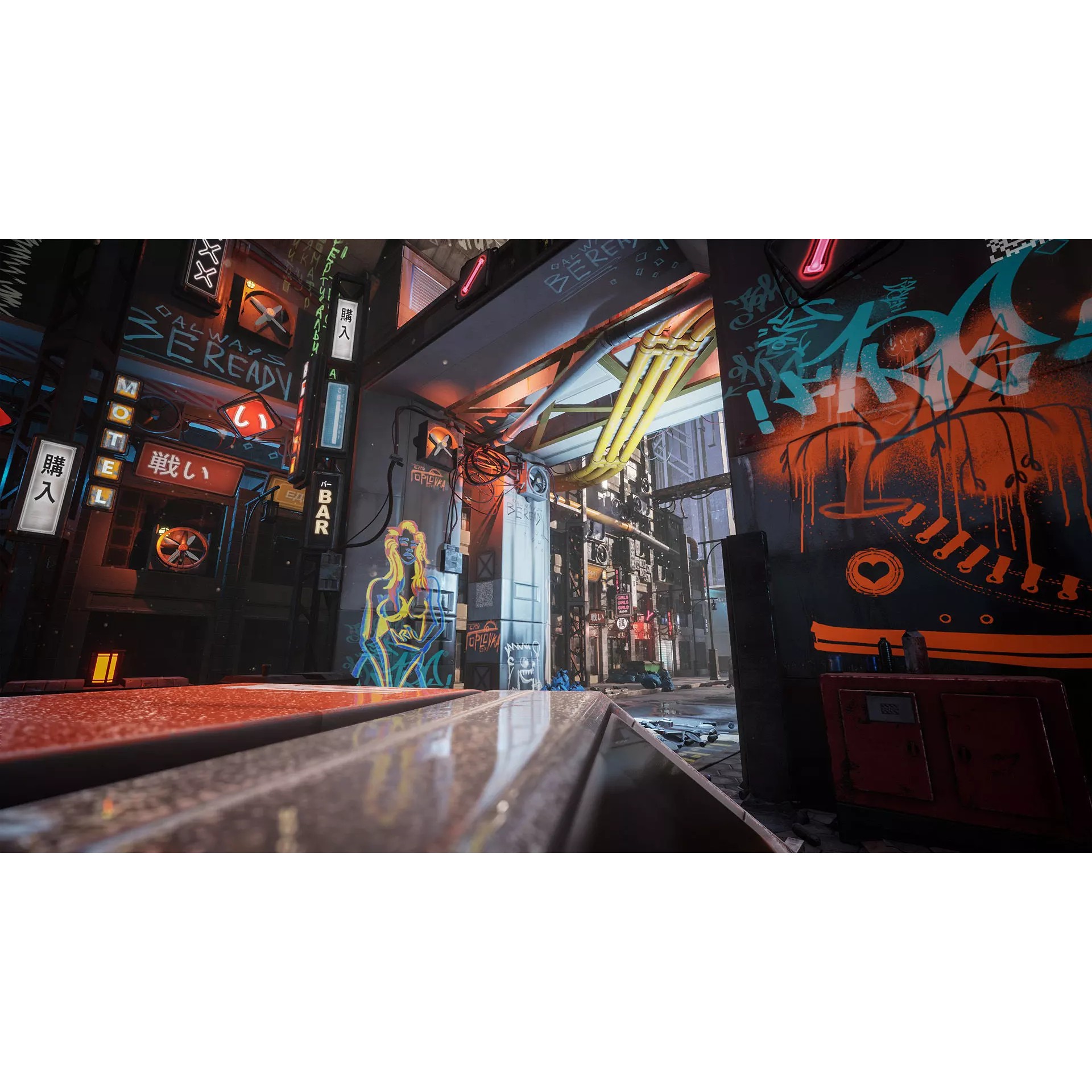 Cyberpunk Environment Kitbash Set - Low-Poly Game-Ready 3D Model - View 2
