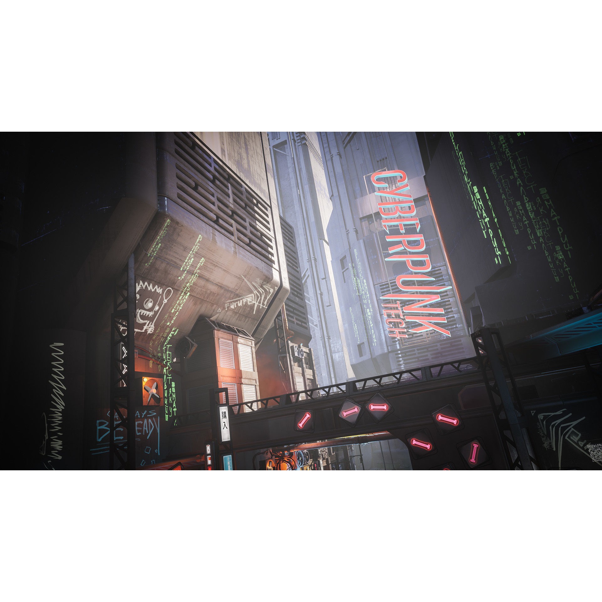 Cyberpunk Environment Kitbash Set - Low-Poly Game-Ready 3D Model - View 8