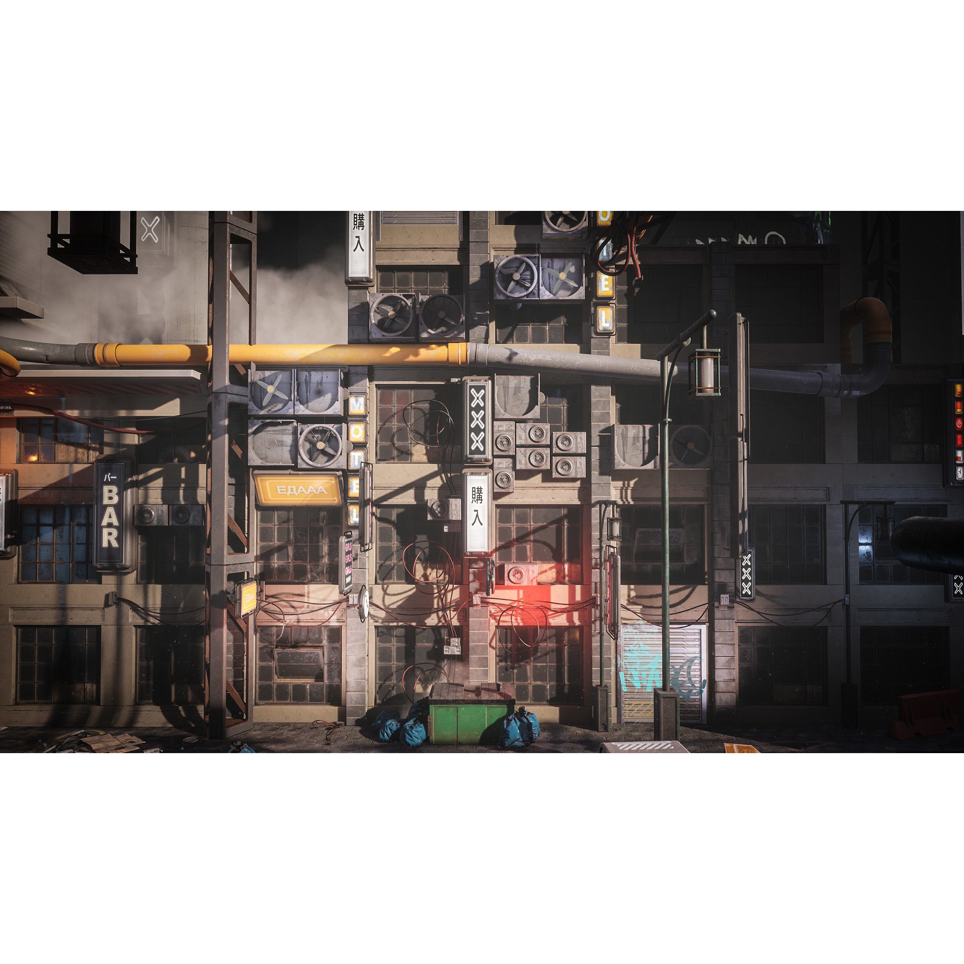 Cyberpunk Environment Kitbash Set - Low-Poly Game-Ready 3D Model - View 9
