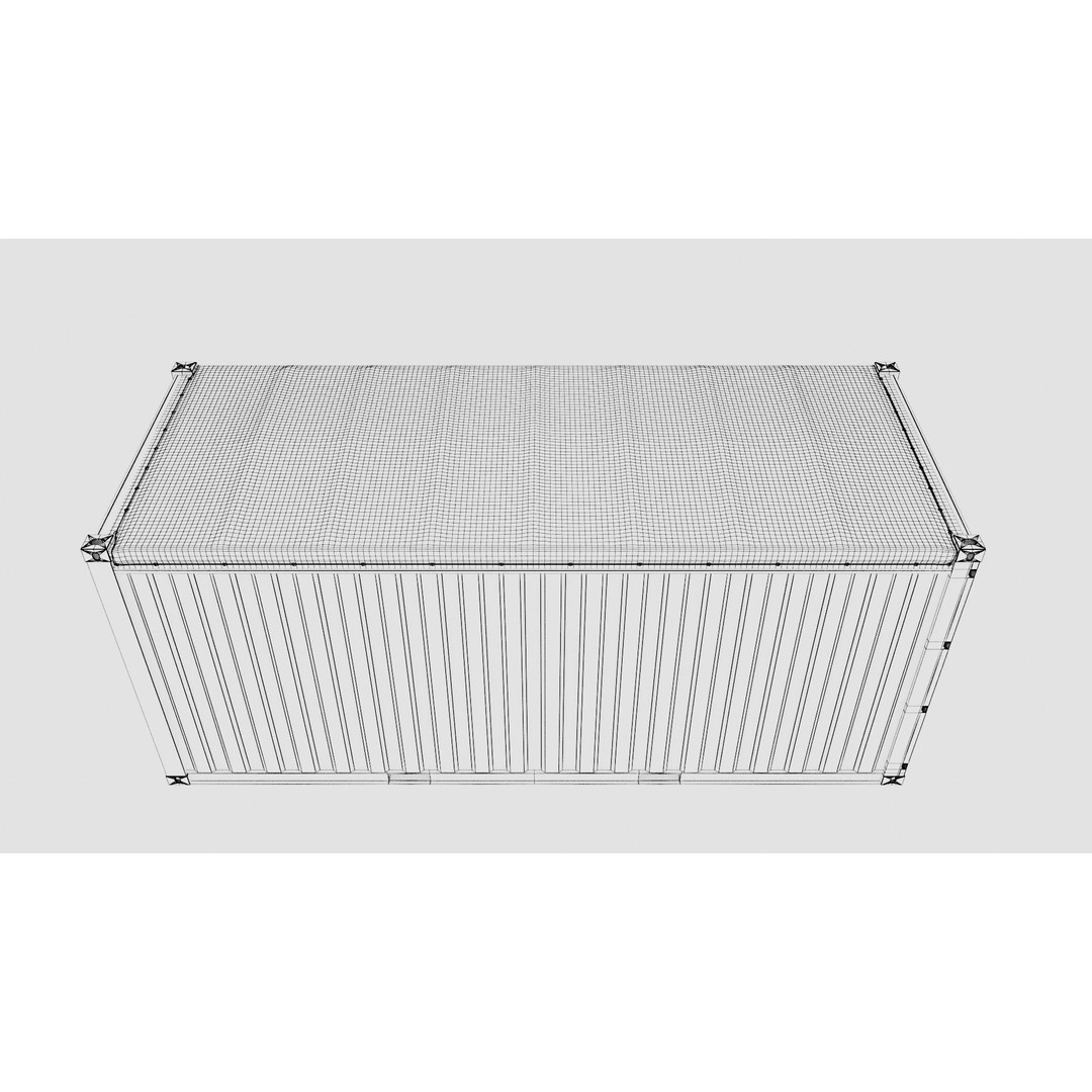 20ft Yang Ming Open Top Shipping Container 3D Model – PBR Game-Ready Asset, FBX