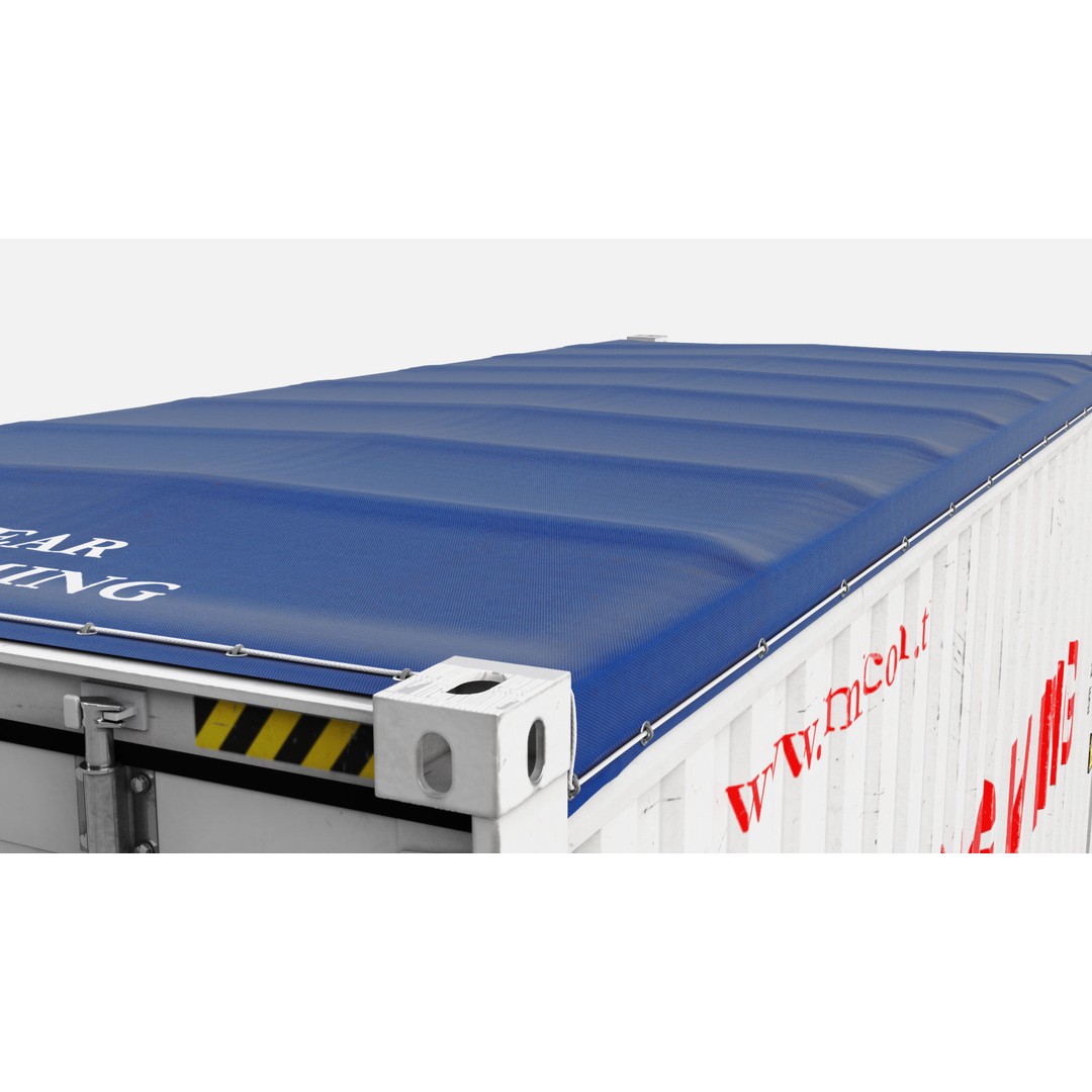 20ft Yang Ming Open Top Shipping Container 3D Model – PBR Game-Ready Asset, FBX - View 10
