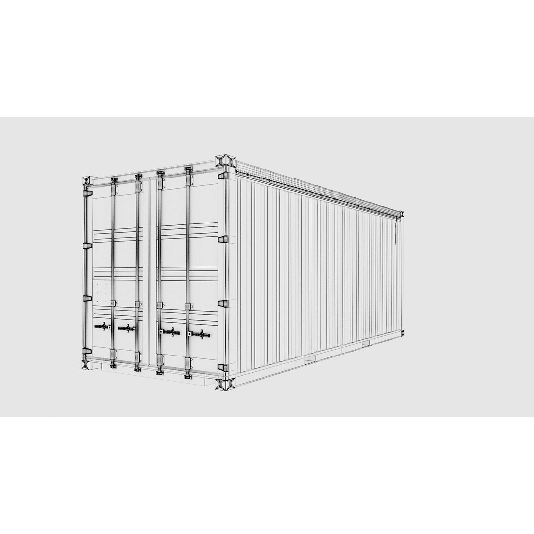 20ft Yang Ming Open Top Shipping Container 3D Model – PBR Game-Ready Asset, FBX - View 17