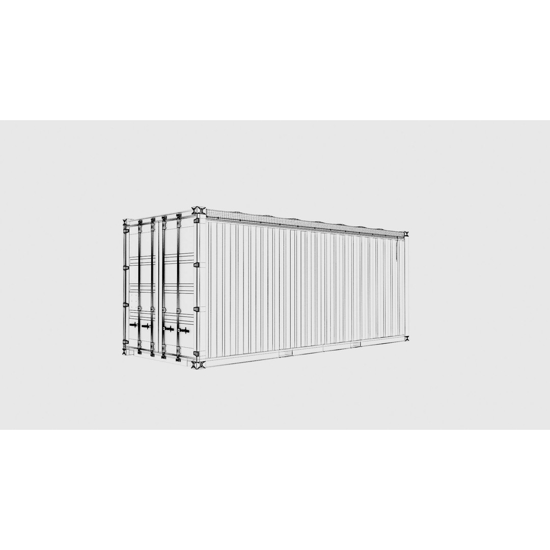 20ft Yang Ming Open Top Shipping Container 3D Model – PBR Game-Ready Asset, FBX - View 18