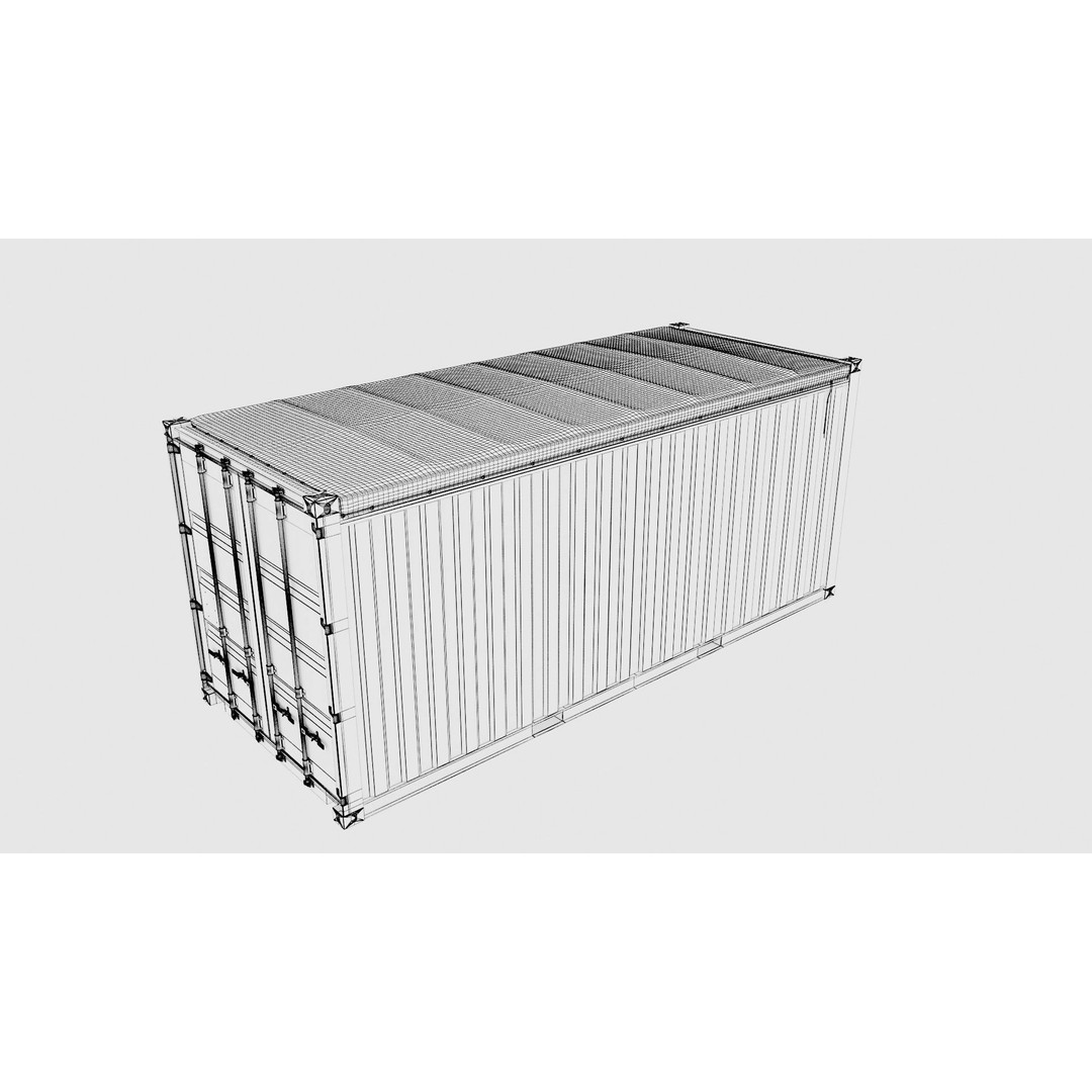 20ft Yang Ming Open Top Shipping Container 3D Model – PBR Game-Ready Asset, FBX - View 19