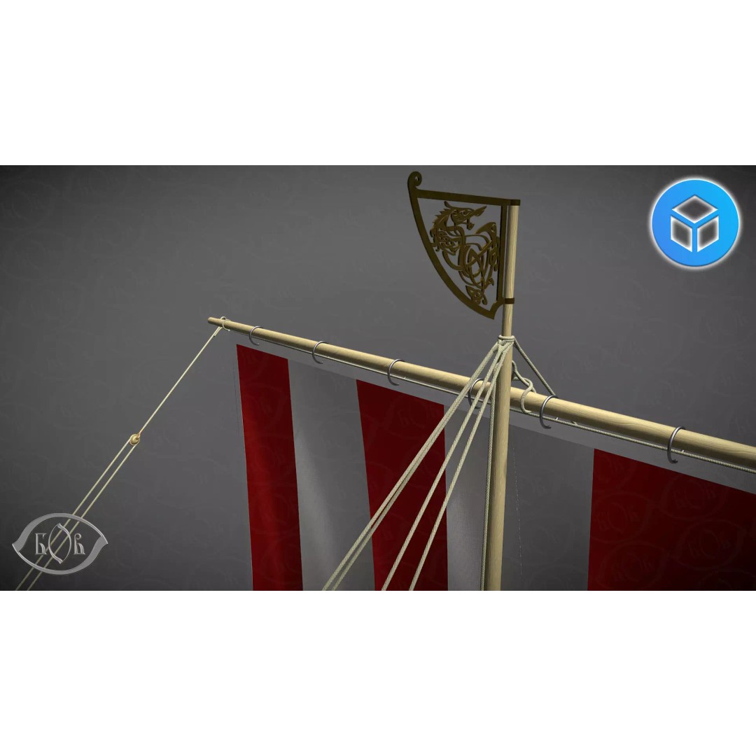 Drakkar 3D Model – Viking Warship, High Poly, OBJ, FBX Formats - View 11