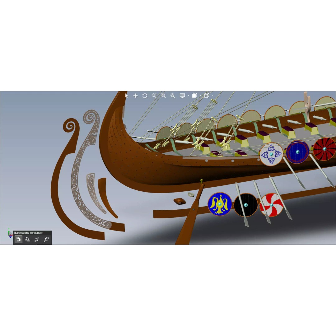 Drakkar 3D Model – Viking Warship, High Poly, OBJ, FBX Formats - View 24