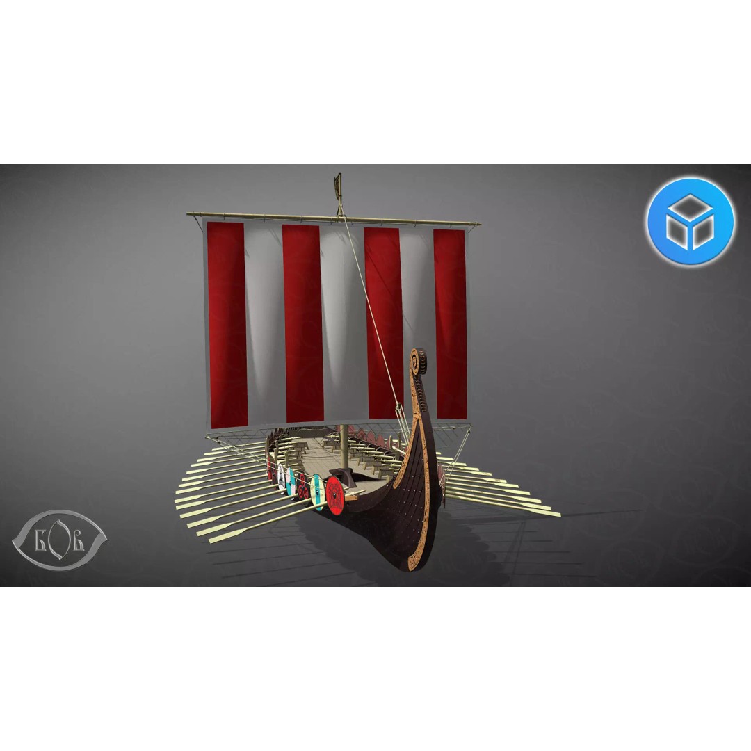 Drakkar 3D Model – Viking Warship, High Poly, OBJ, FBX Formats - View 3