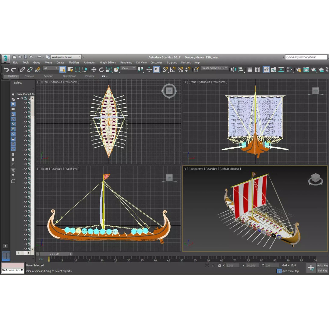 Drakkar 3D Model – Viking Warship, High Poly, OBJ, FBX Formats - View 30