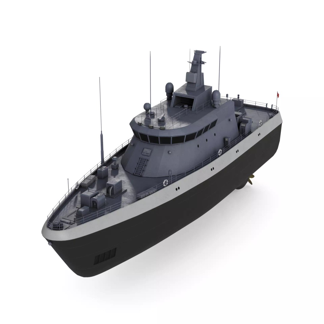 Mine Vessel 3D Model – Modern Military Watercraft with PBR Textures