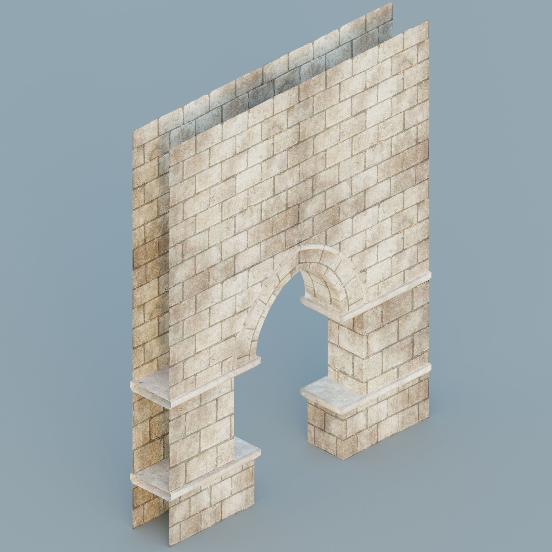 Gothic Hallway Modular Kit - Low-Poly Game-Ready 3D Model - View 11