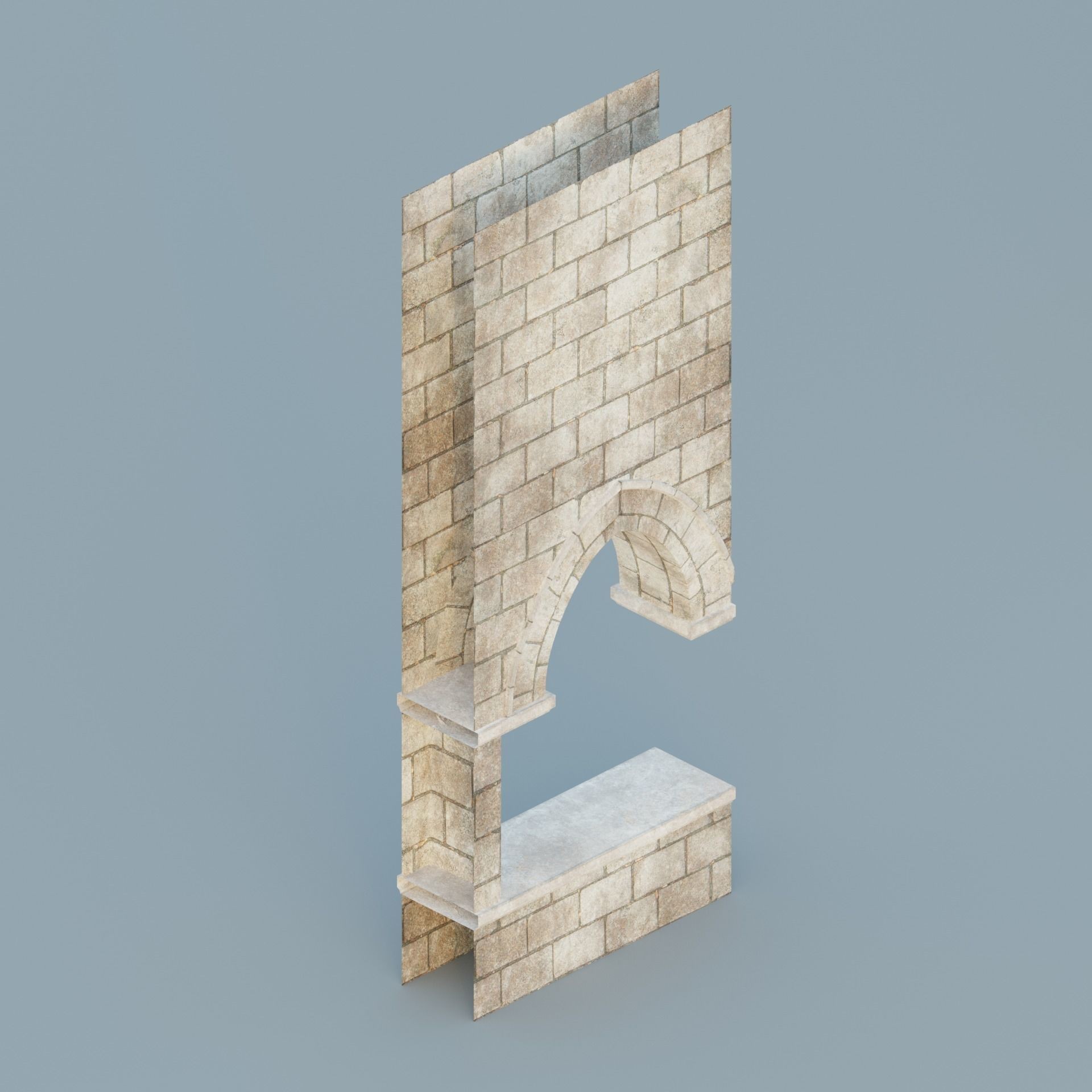 Gothic Hallway Modular Kit - Low-Poly Game-Ready 3D Model - View 13