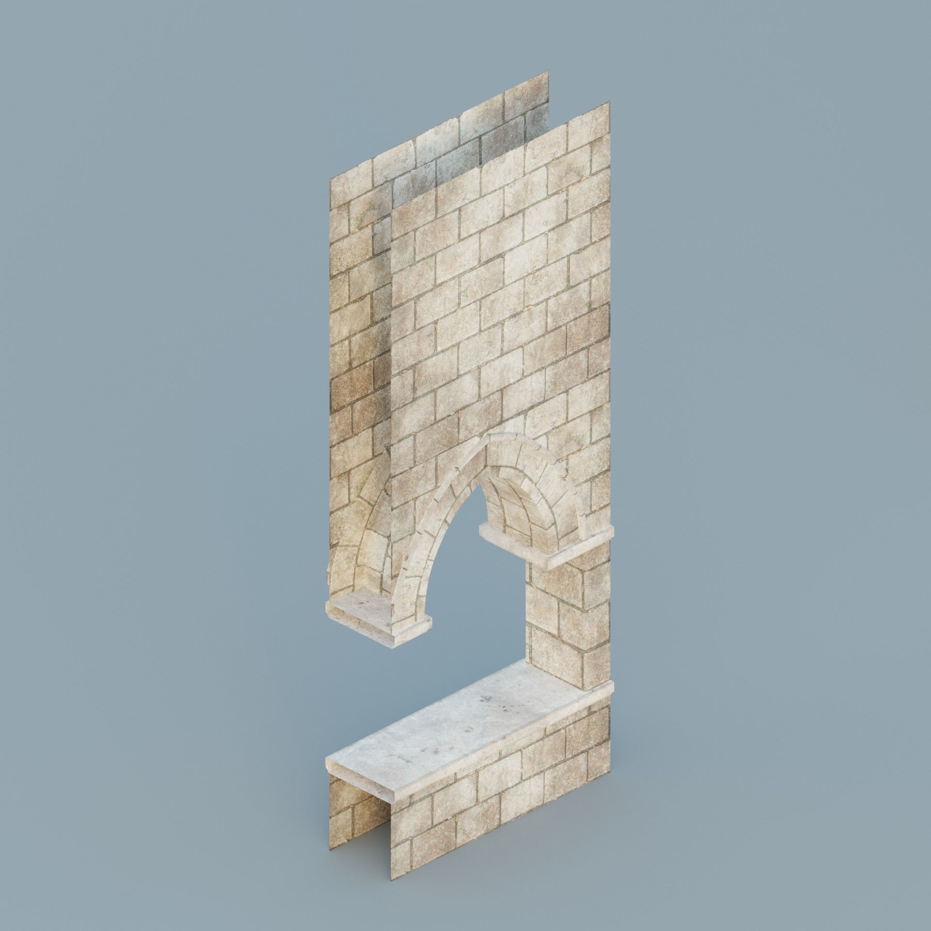 Gothic Hallway Modular Kit - Low-Poly Game-Ready 3D Model - View 15