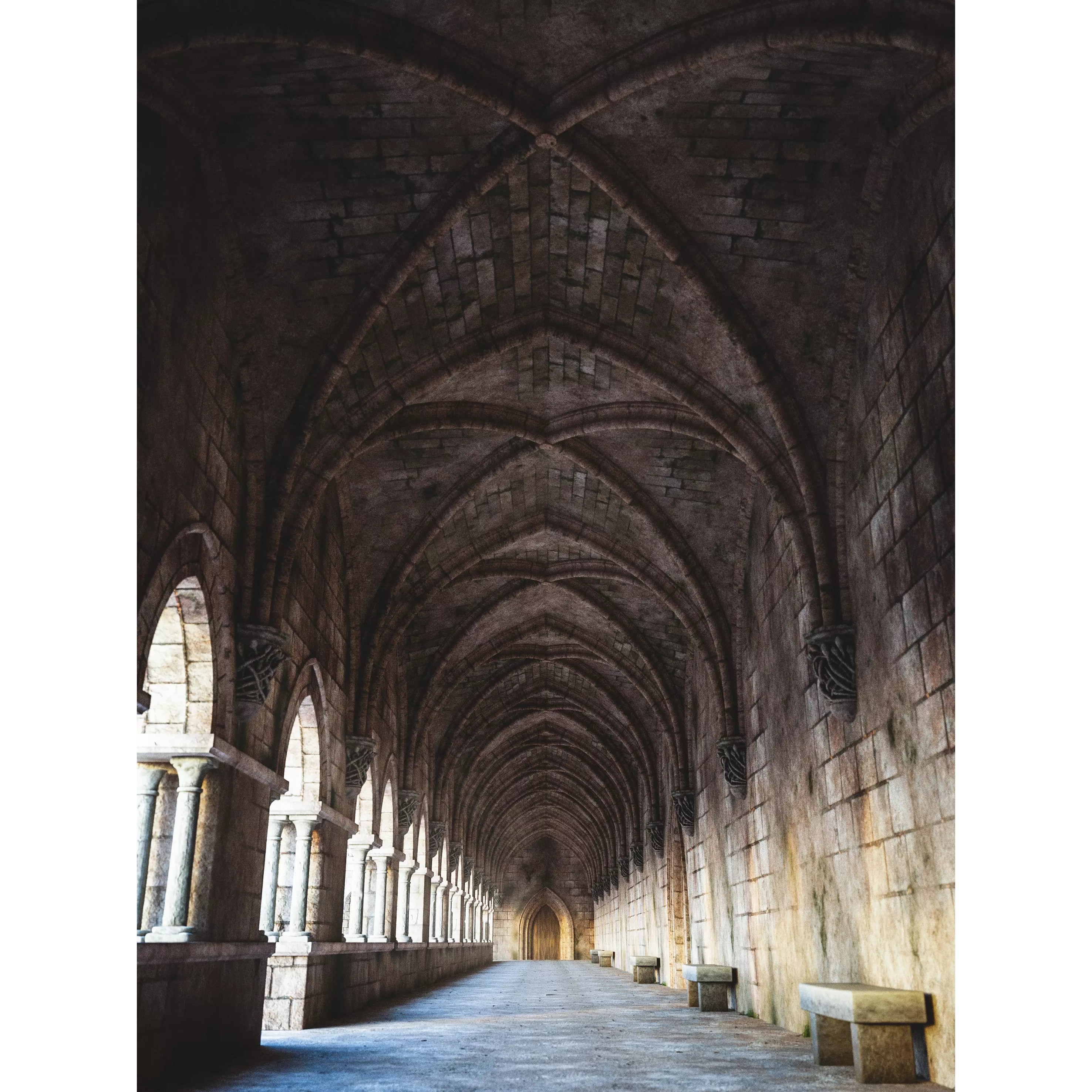 Gothic Hallway Modular Kit - Low-Poly Game-Ready 3D Model - View 2