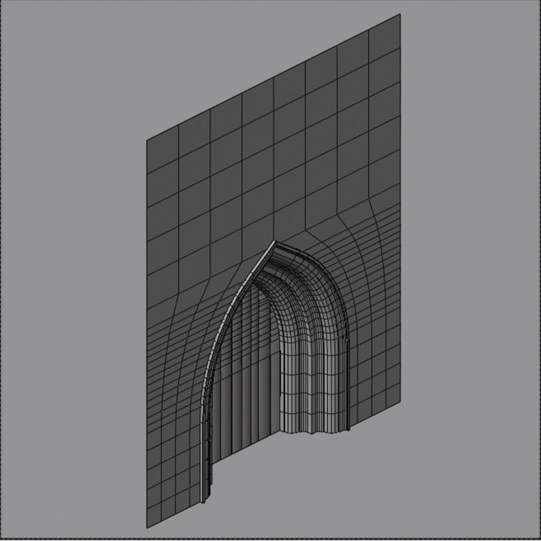 Gothic Hallway Modular Kit - Low-Poly Game-Ready 3D Model - View 4
