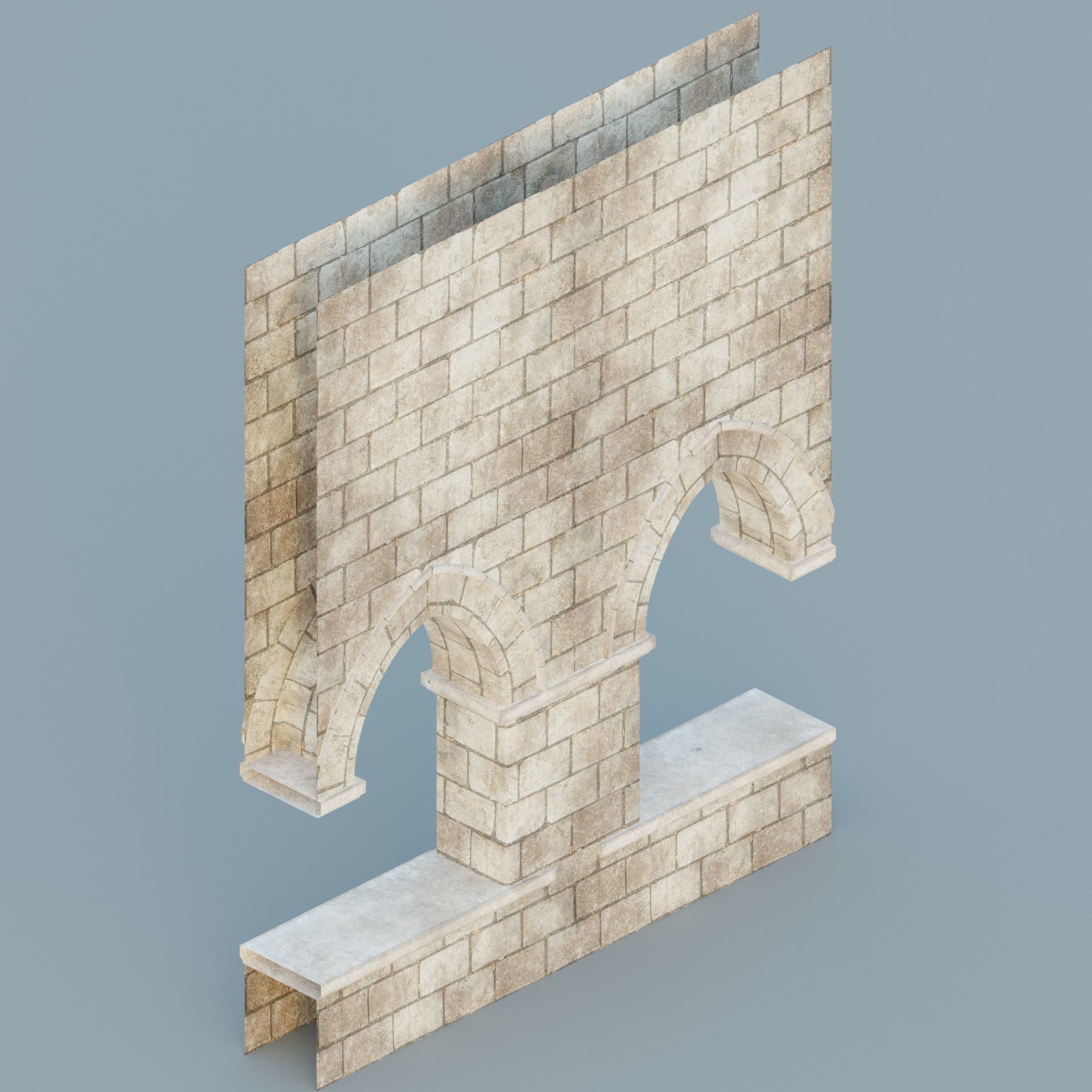 Gothic Hallway Modular Kit - Low-Poly Game-Ready 3D Model - View 5