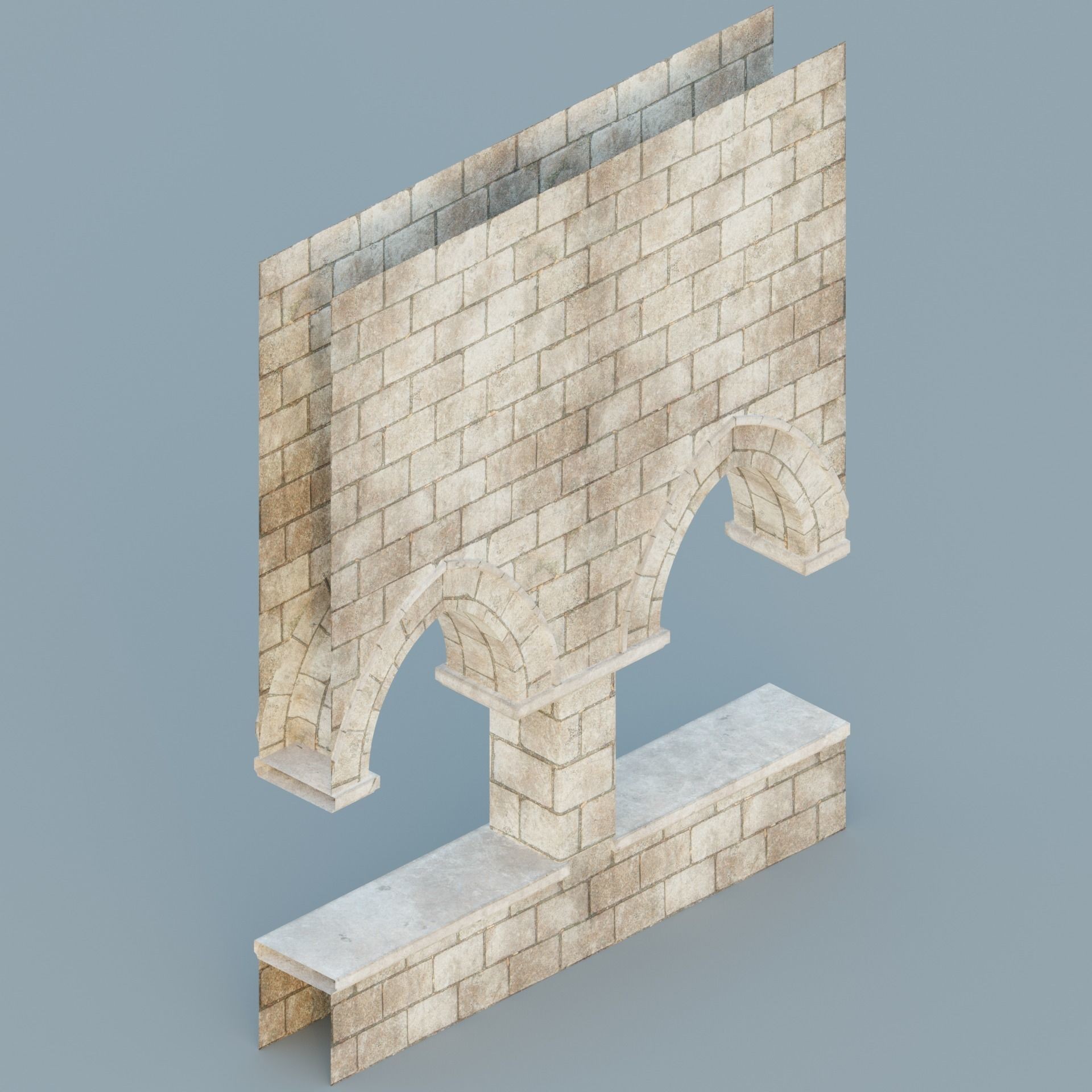 Gothic Hallway Modular Kit - Low-Poly Game-Ready 3D Model - View 7