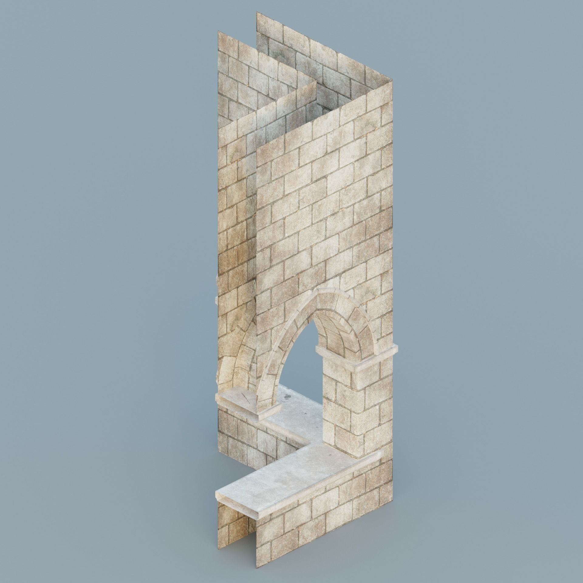 Gothic Hallway Modular Kit - Low-Poly Game-Ready 3D Model - View 9