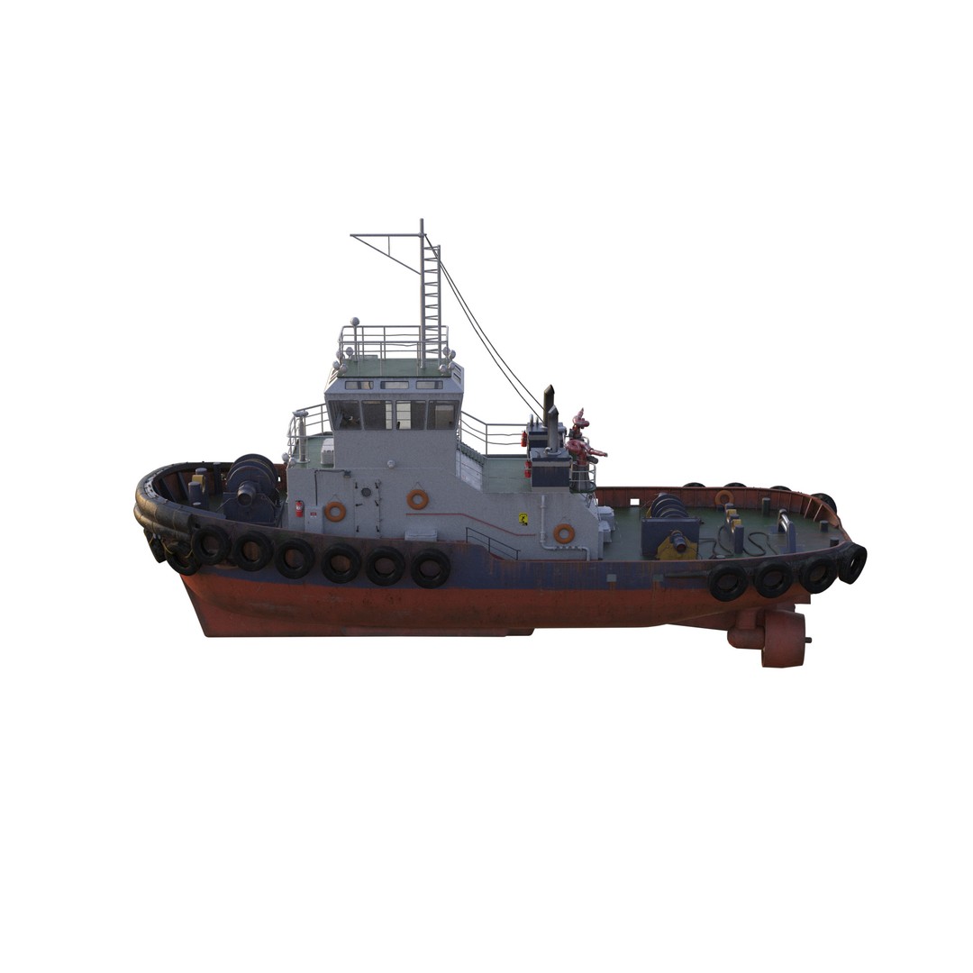 Tugboat 3D Model – Low Poly PBR Watercraft with Interior, FBX - View 10