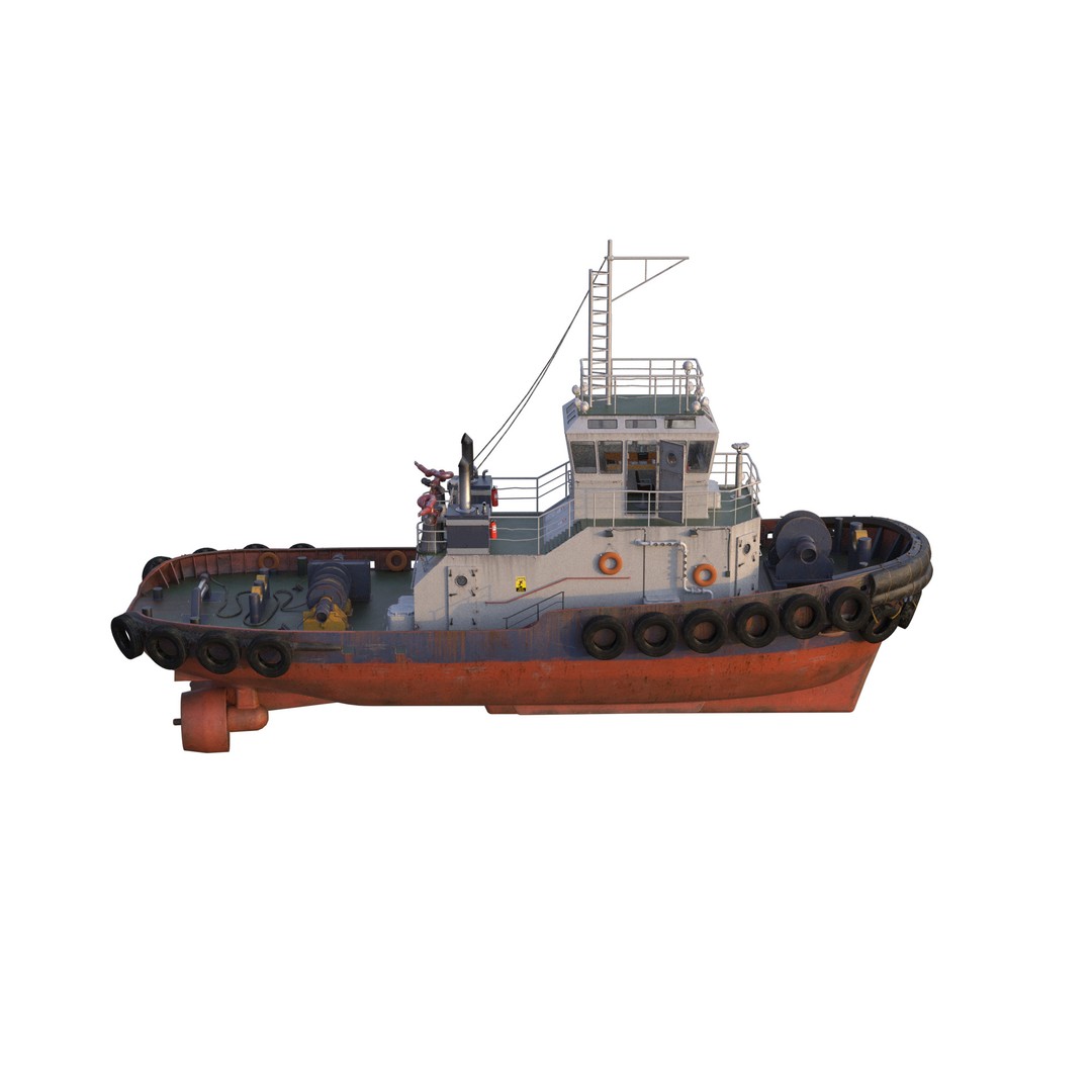 Tugboat 3D Model – Low Poly PBR Watercraft with Interior, FBX - View 11