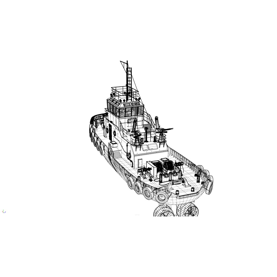 Tugboat 3D Model – Low Poly PBR Watercraft with Interior, FBX - View 14
