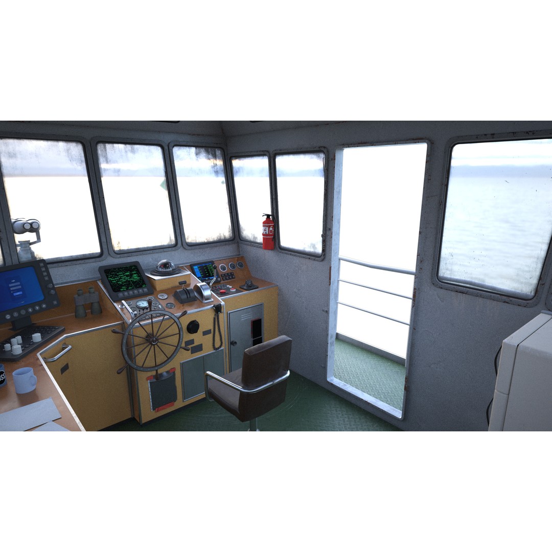 Tugboat 3D Model – Low Poly PBR Watercraft with Interior, FBX - View 4