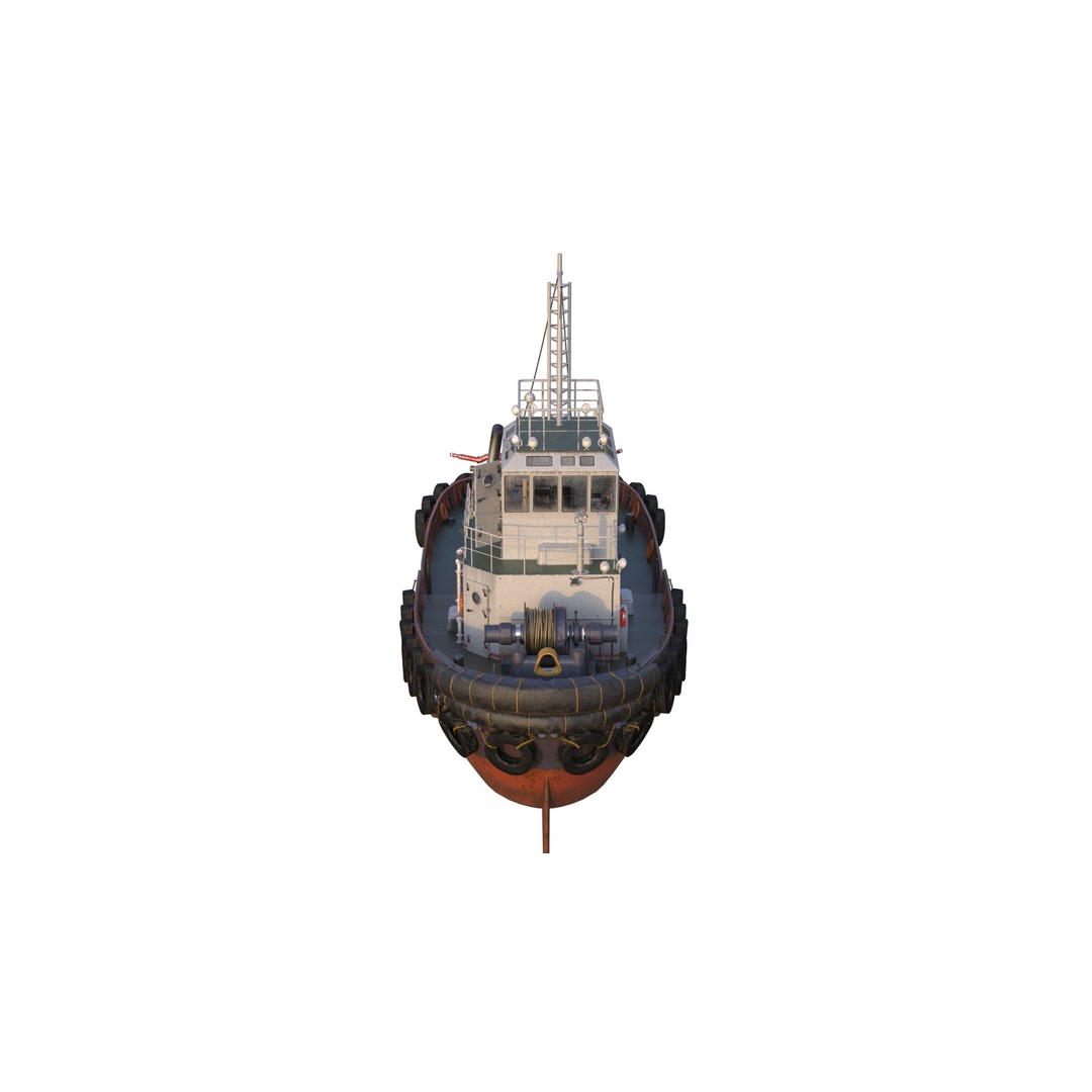 Tugboat 3D Model – Low Poly PBR Watercraft with Interior, FBX - View 8