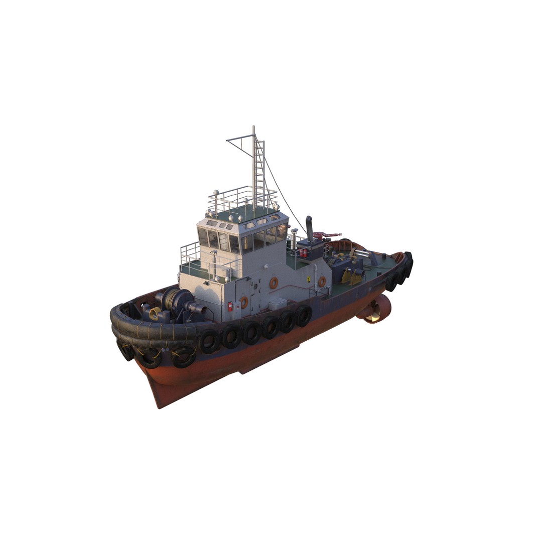 Tugboat 3D Model – Low Poly PBR Watercraft with Interior, FBX - View 9