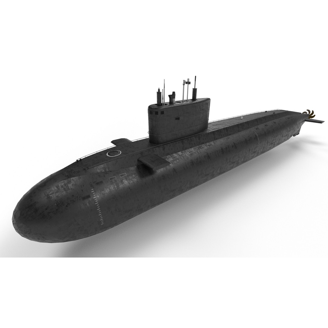 Kilo Class Submarine 3D Model – Low Poly Game Asset, FBX, PBR - View 10