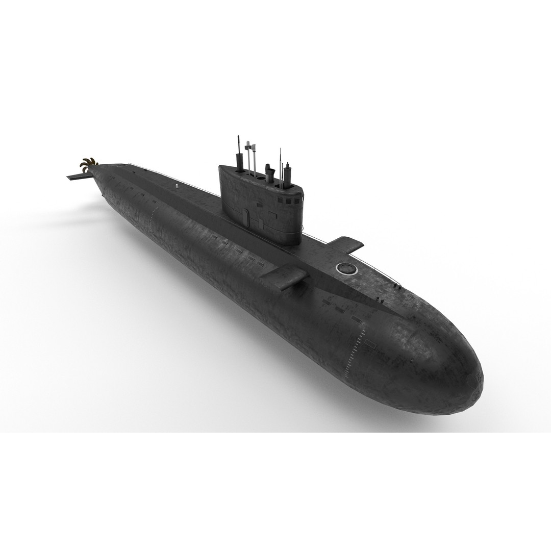 Kilo Class Submarine 3D Model – Low Poly Game Asset, FBX, PBR - View 14