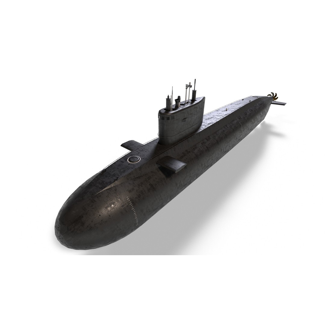 Kilo Class Submarine 3D Model – Low Poly Game Asset, FBX, PBR - View 4