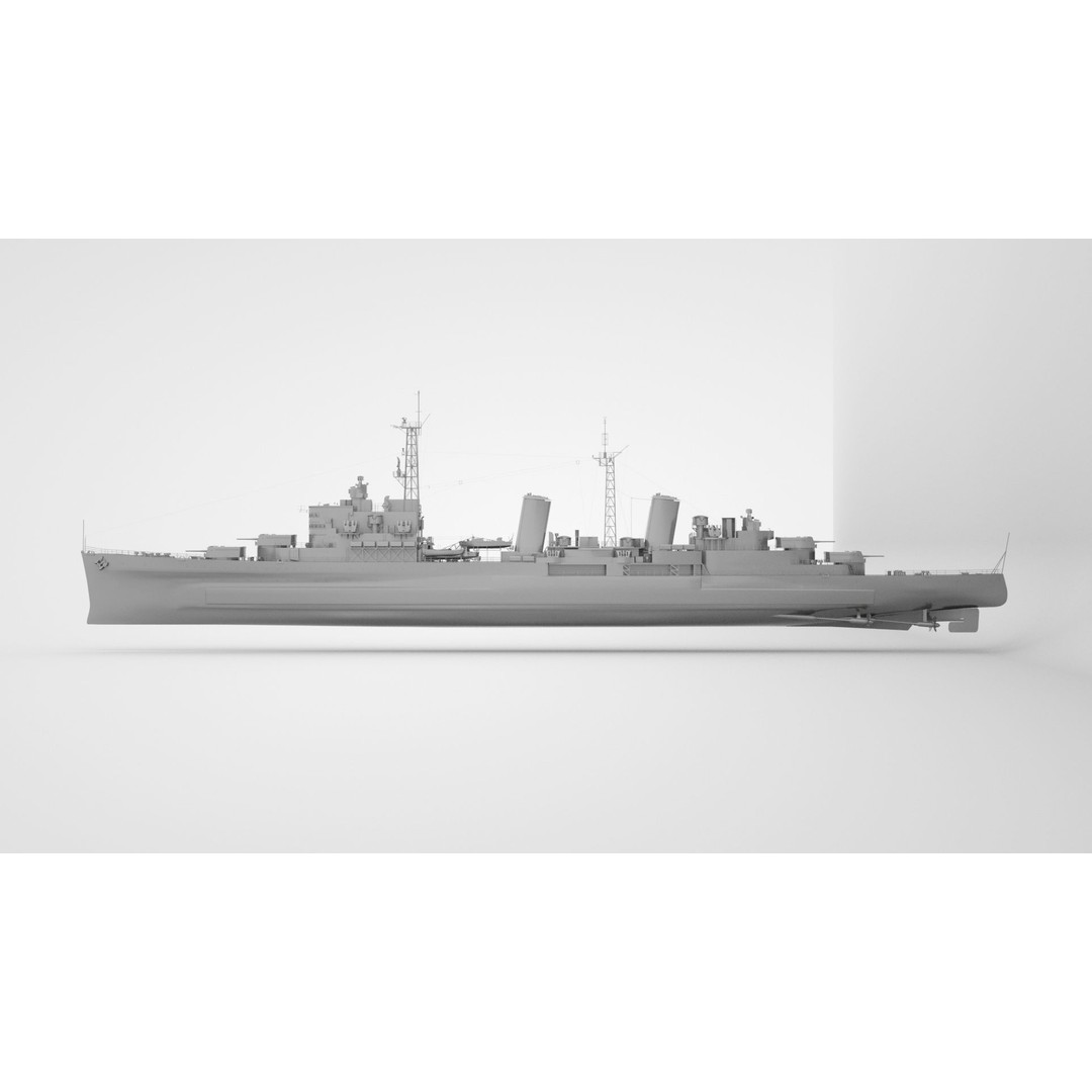 HMS Belfast 3D Model – Town-Class Royal Navy Cruiser, Rigged - View 10