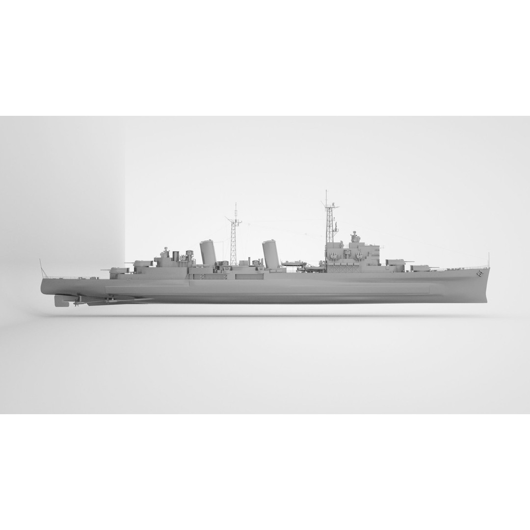 HMS Belfast 3D Model – Town-Class Royal Navy Cruiser, Rigged - View 11
