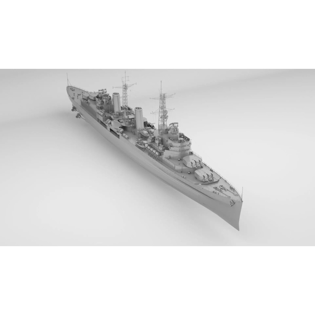 HMS Belfast 3D Model – Town-Class Royal Navy Cruiser, Rigged - View 2
