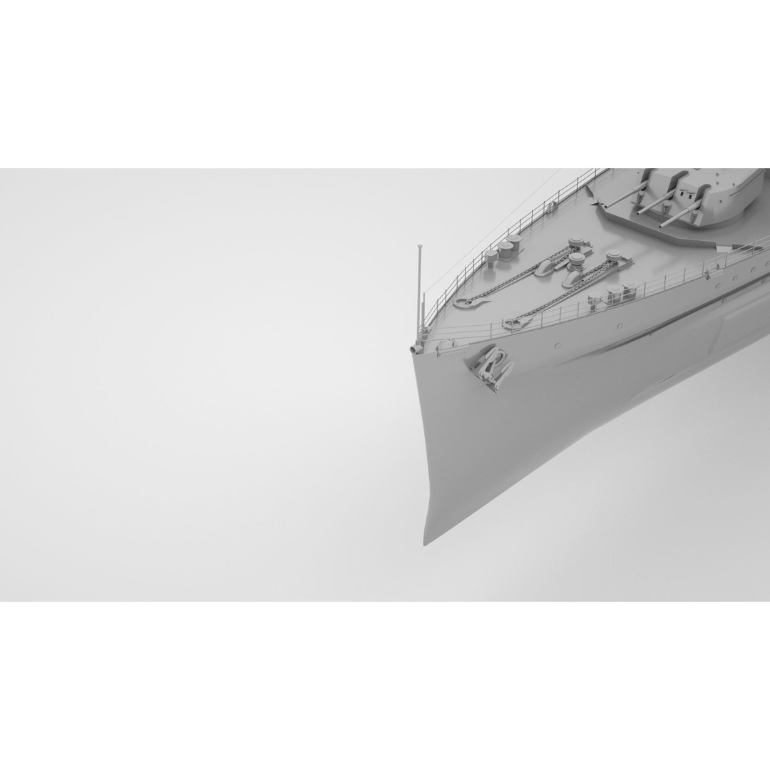 HMS Belfast 3D Model – Town-Class Royal Navy Cruiser, Rigged - View 4