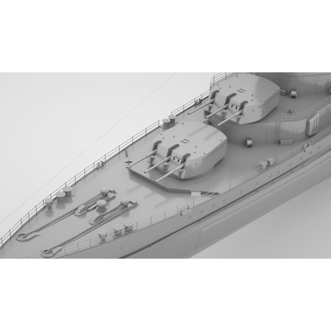 HMS Belfast 3D Model – Town-Class Royal Navy Cruiser, Rigged - View 5
