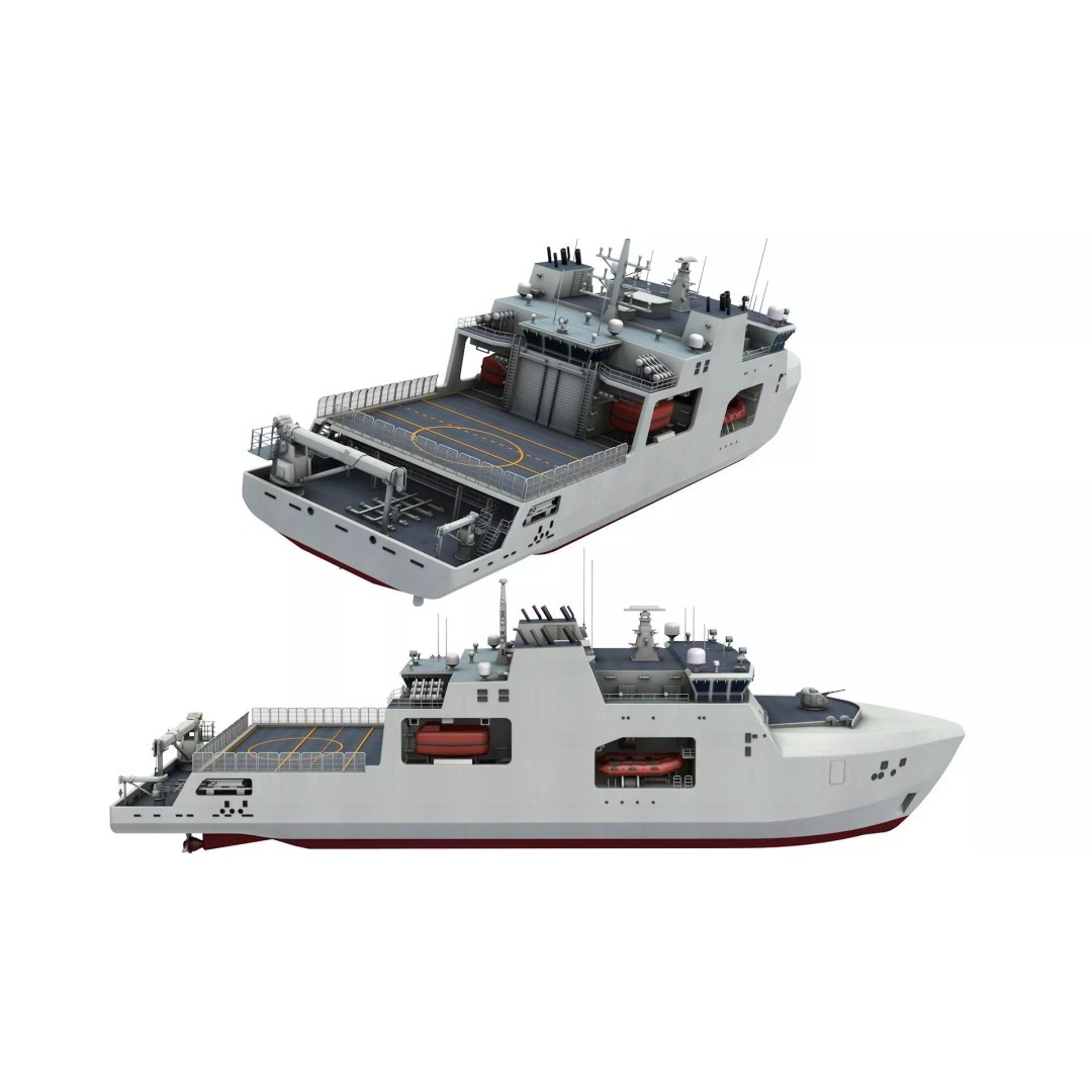 Harry DeWolf-Class Offshore Patrol Vessel 3D Model – Low Poly Game Asset, FBX, Blender - View 2