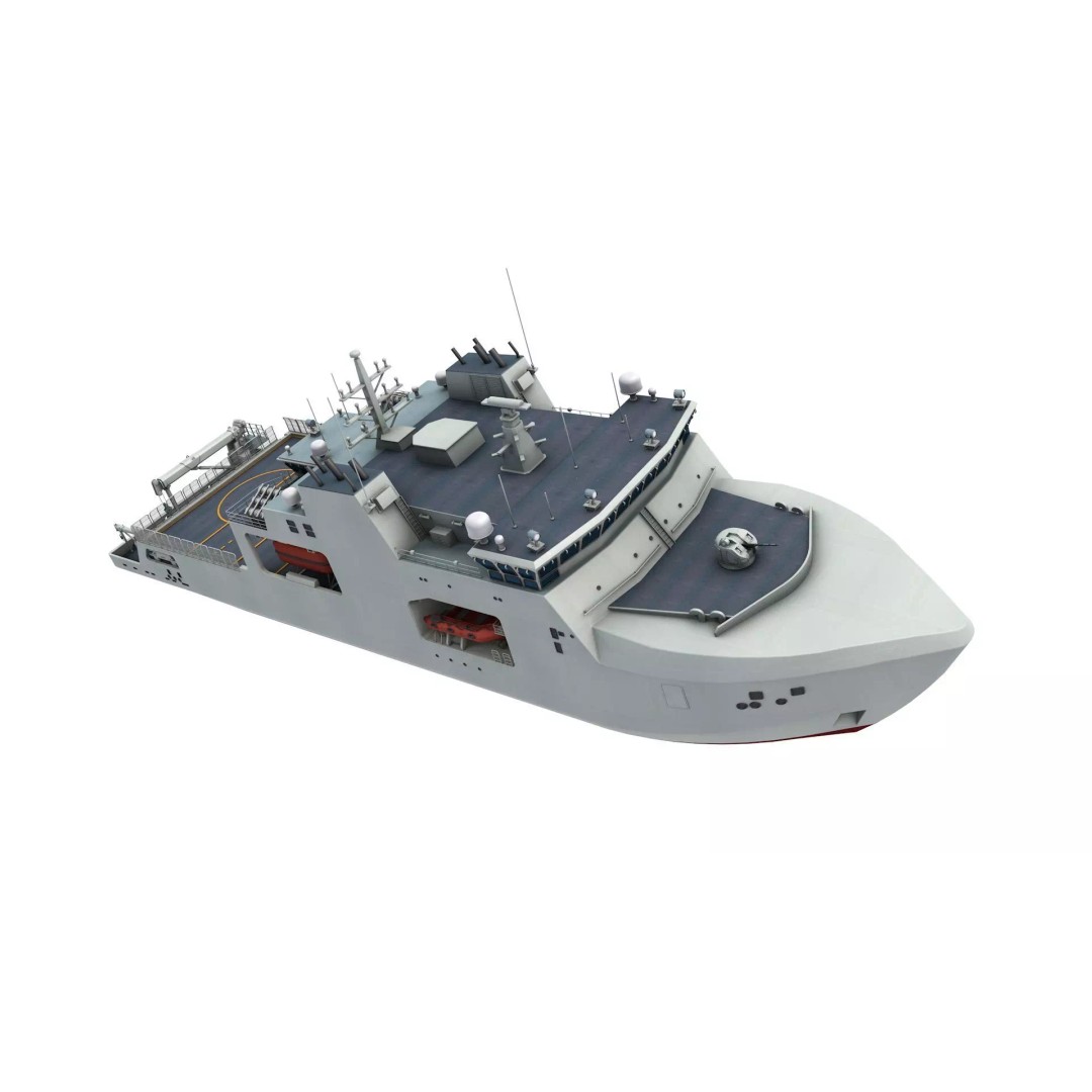 Harry DeWolf-Class Offshore Patrol Vessel 3D Model – Low Poly Game Asset, FBX, Blender - View 4