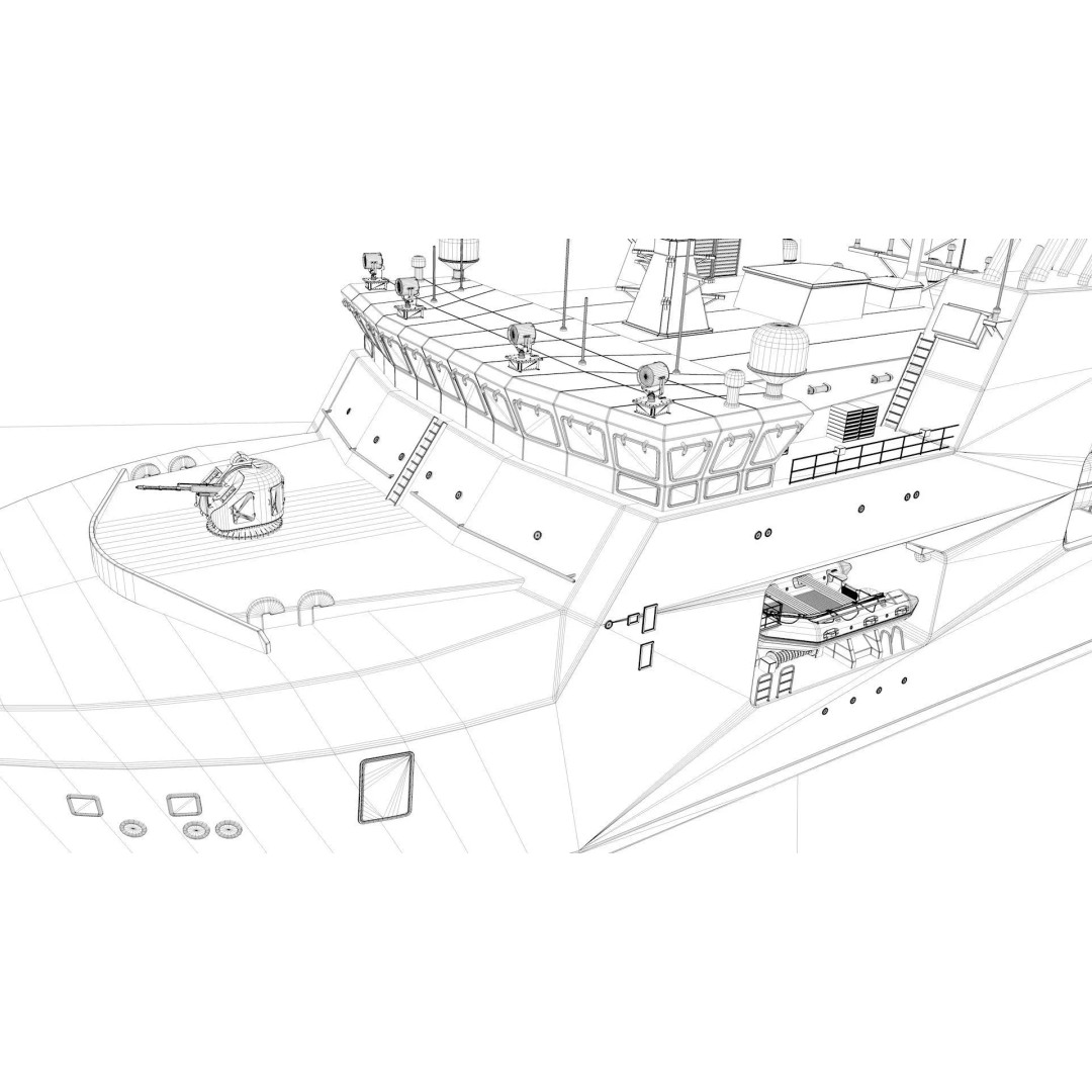 Harry DeWolf-Class Offshore Patrol Vessel 3D Model – Low Poly Game Asset, FBX, Blender - View 9