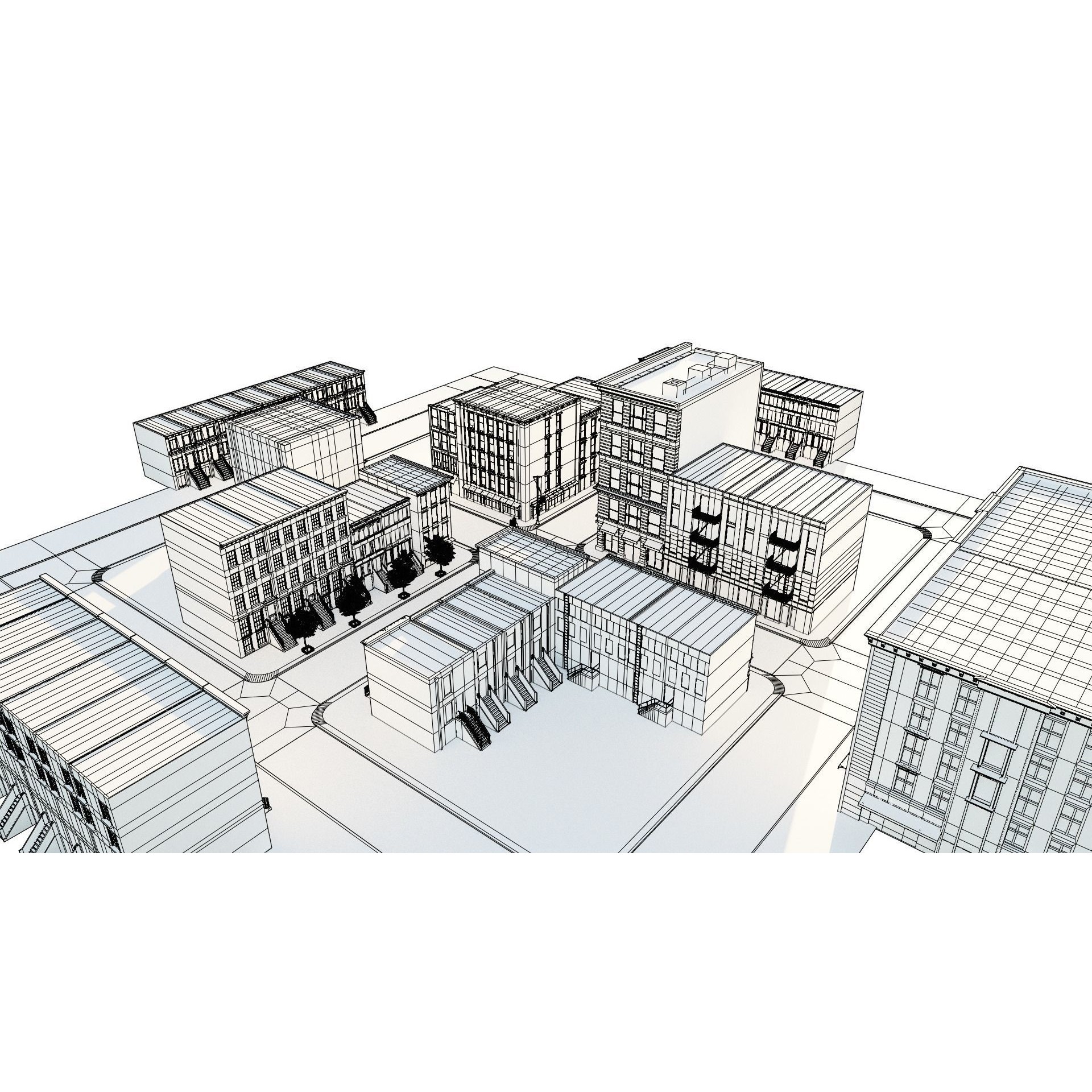 New York Block - Realistic Urban 3D Model - View 16