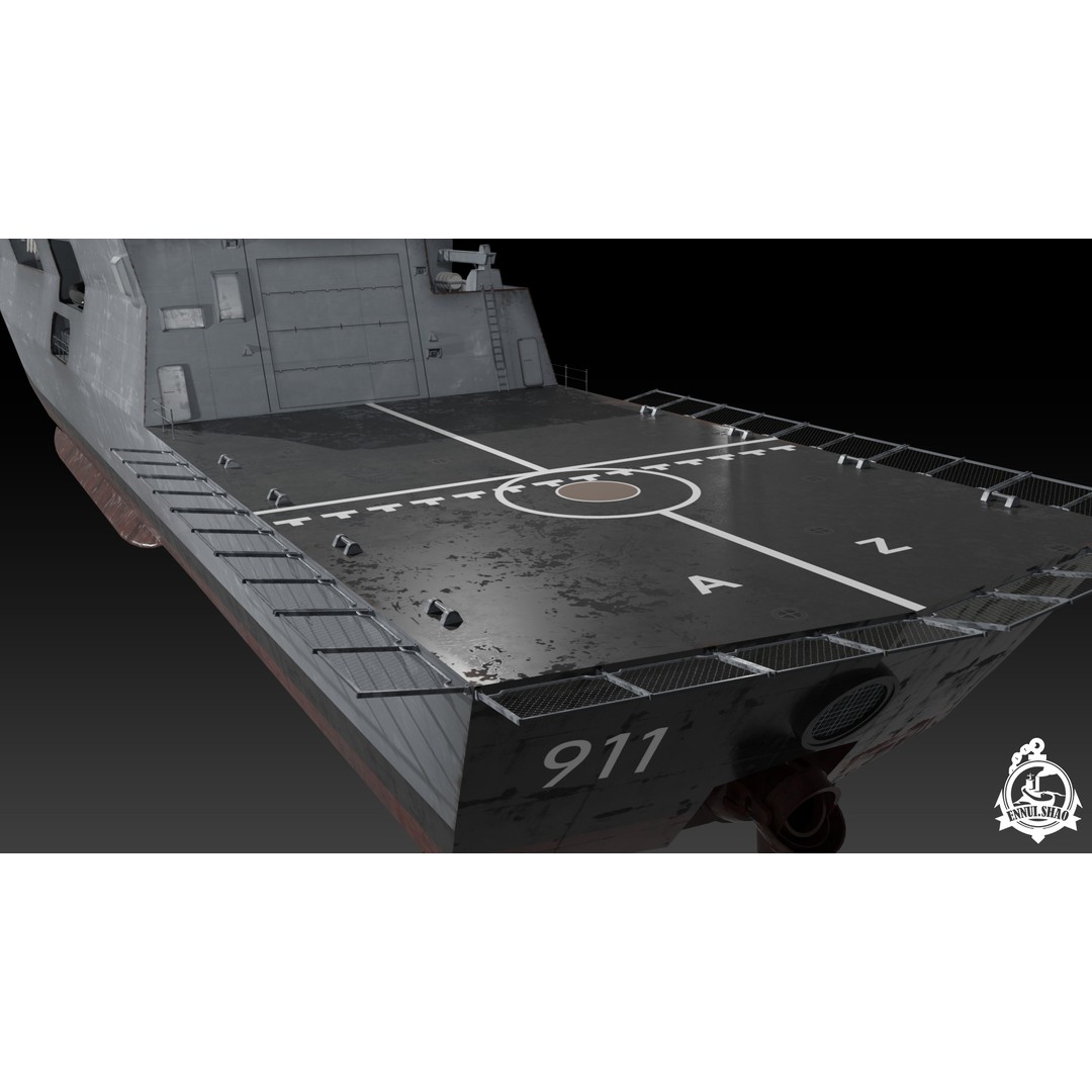 Algerian Navy Frigate El-Moudamir 3D Model – Low Poly Game Ready, FBX - View 12