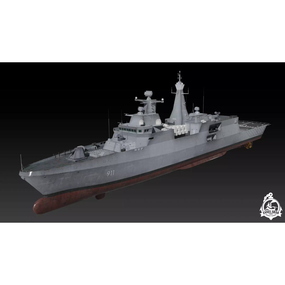 Algerian Navy Frigate El-Moudamir 3D Model – Low Poly Game Ready, FBX - View 2