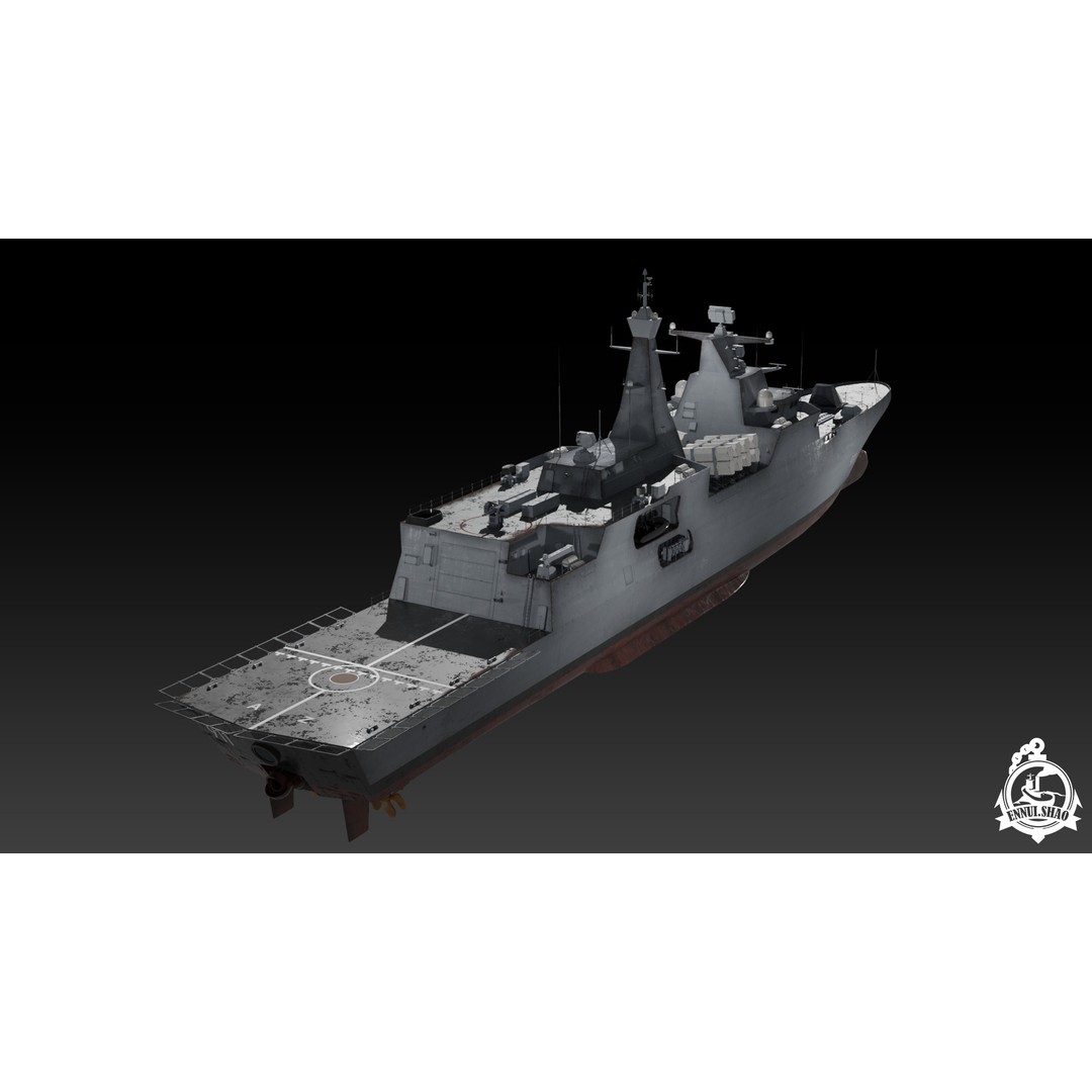 Algerian Navy Frigate El-Moudamir 3D Model – Low Poly Game Ready, FBX - View 5
