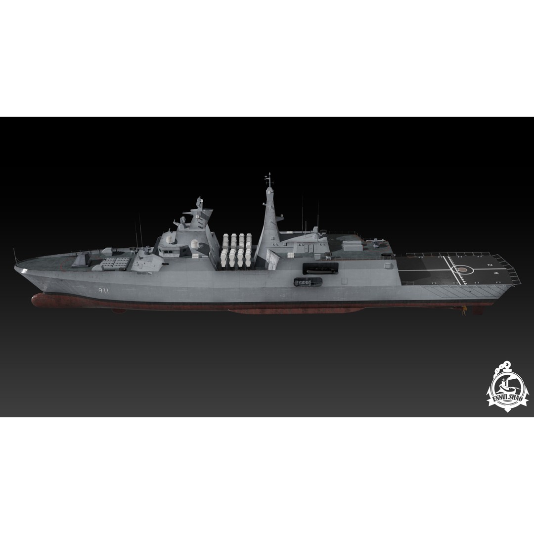Algerian Navy Frigate El-Moudamir 3D Model – Low Poly Game Ready, FBX - View 7