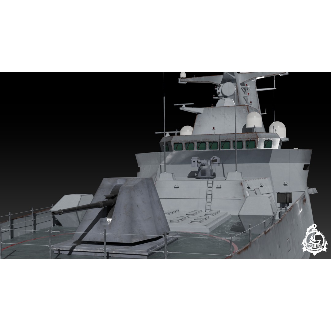 Algerian Navy Frigate El-Moudamir 3D Model – Low Poly Game Ready, FBX - View 8