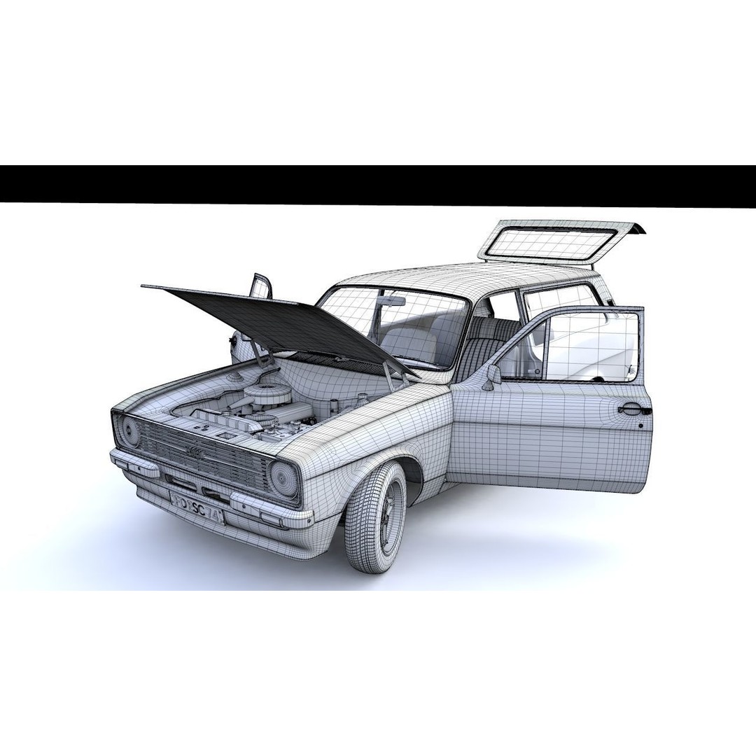Escort Mk2 Station Wagon 1974 3D Model – High Poly Game Asset, FBX, OBJ - View 24